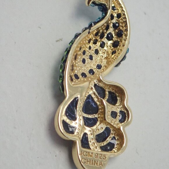 925 Stearling Silver with Swarovski Crystal Peacock necklace NWT - Picture 6 of 12